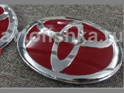 Toyota Wish (06-) оригинальные красные эмблемы на капот и заднюю крышку багажника, комплект 2 шт.